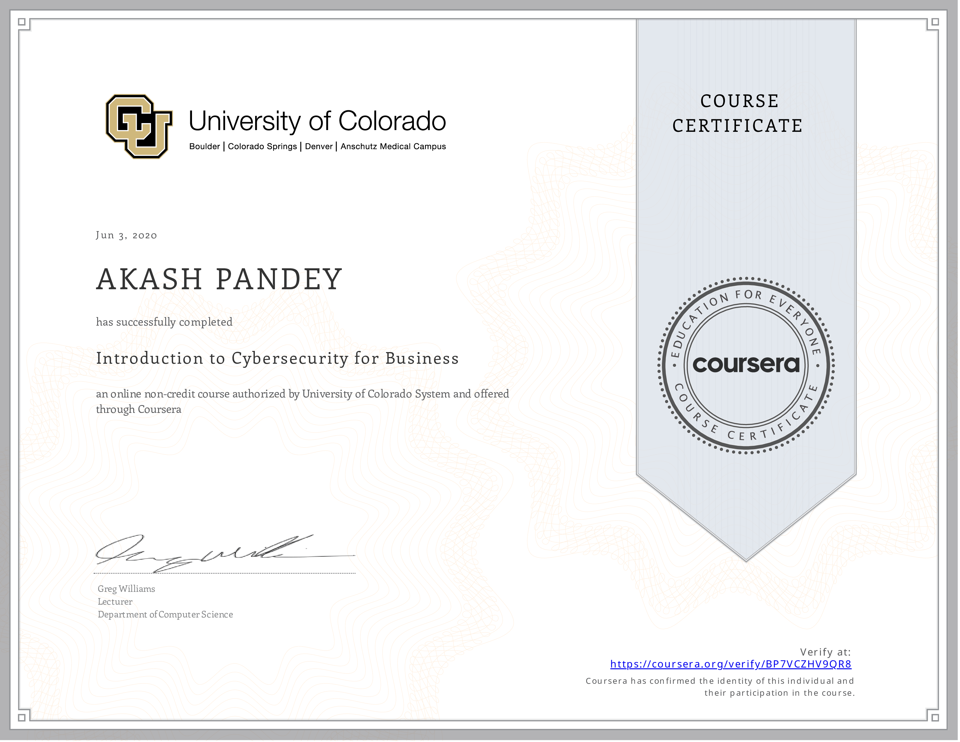 Intro to Cybersecurity (Coursera)