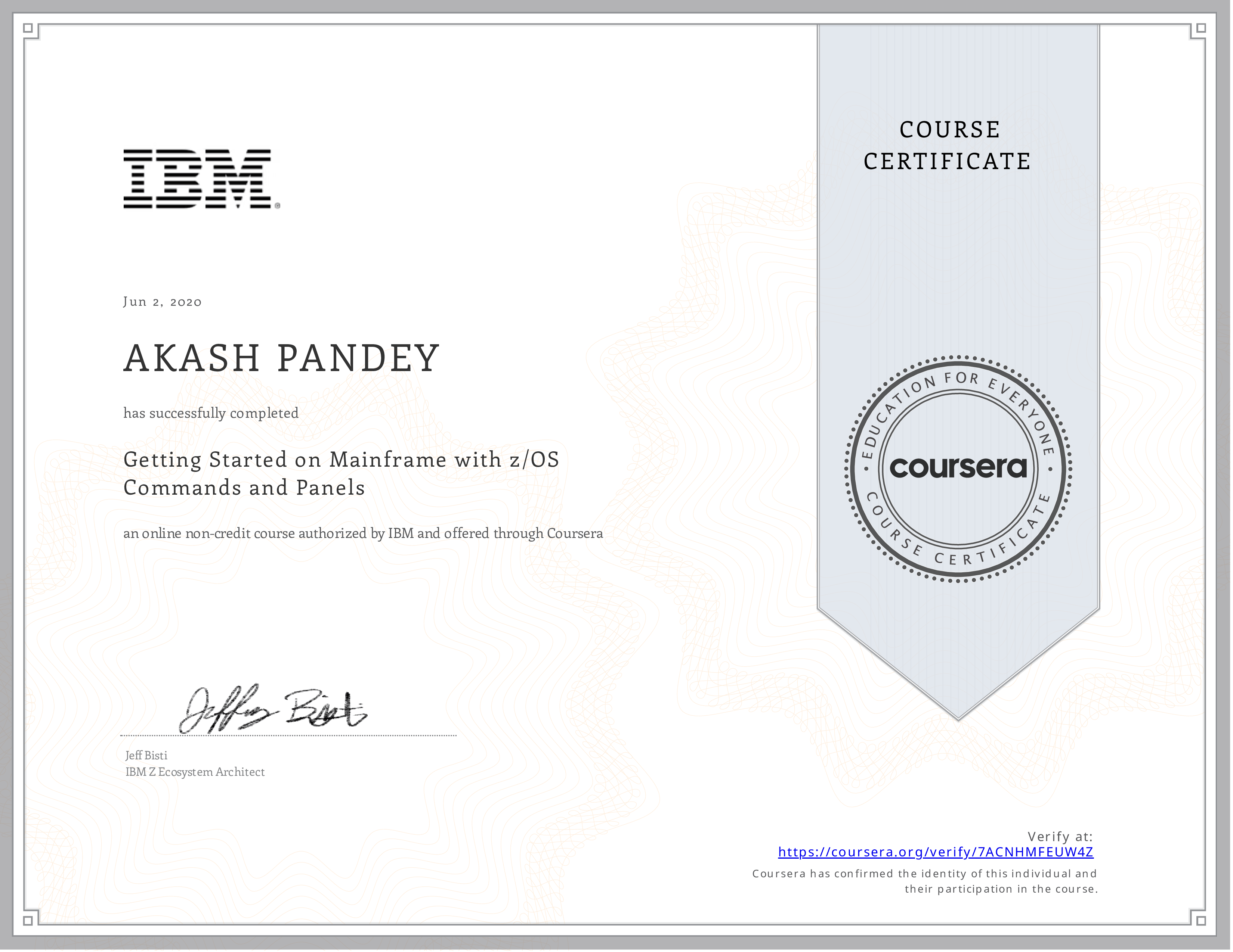 IBM z/OS Certificate